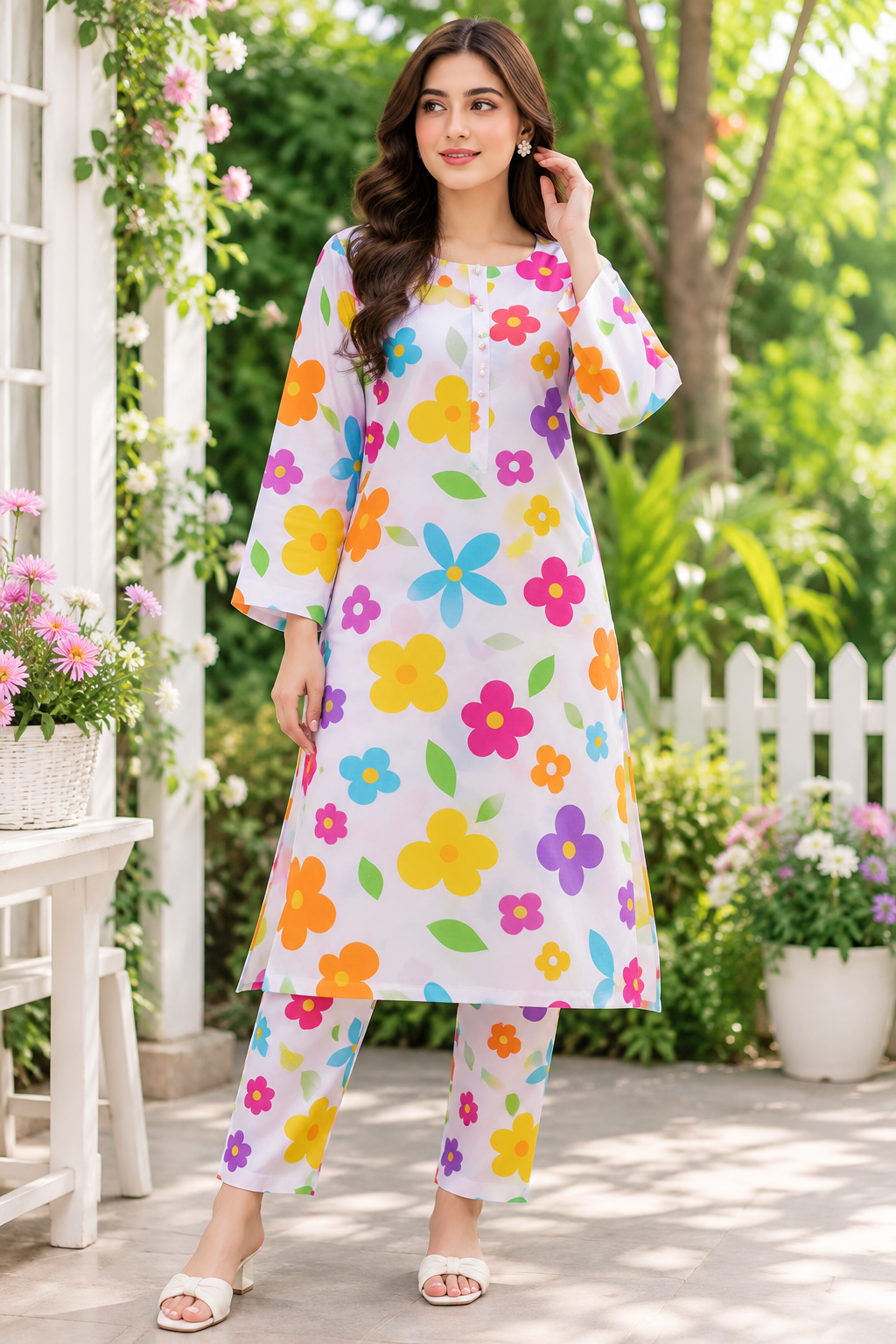 Bloom Bliss Floral Printed 2-Piece Unstitch Lawn Suit for Women – Summer Collection