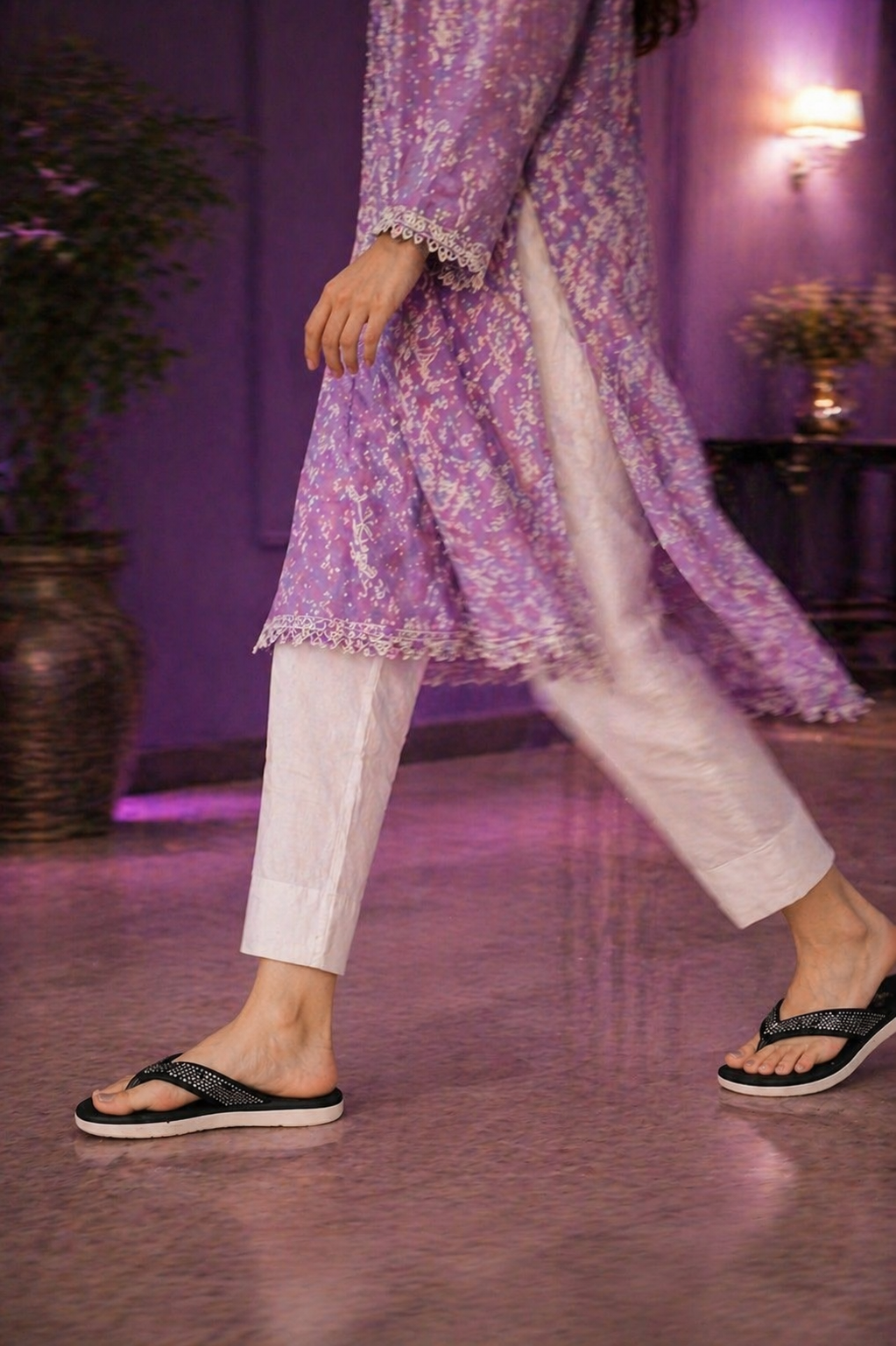 Embellished Black Flip-Flops
