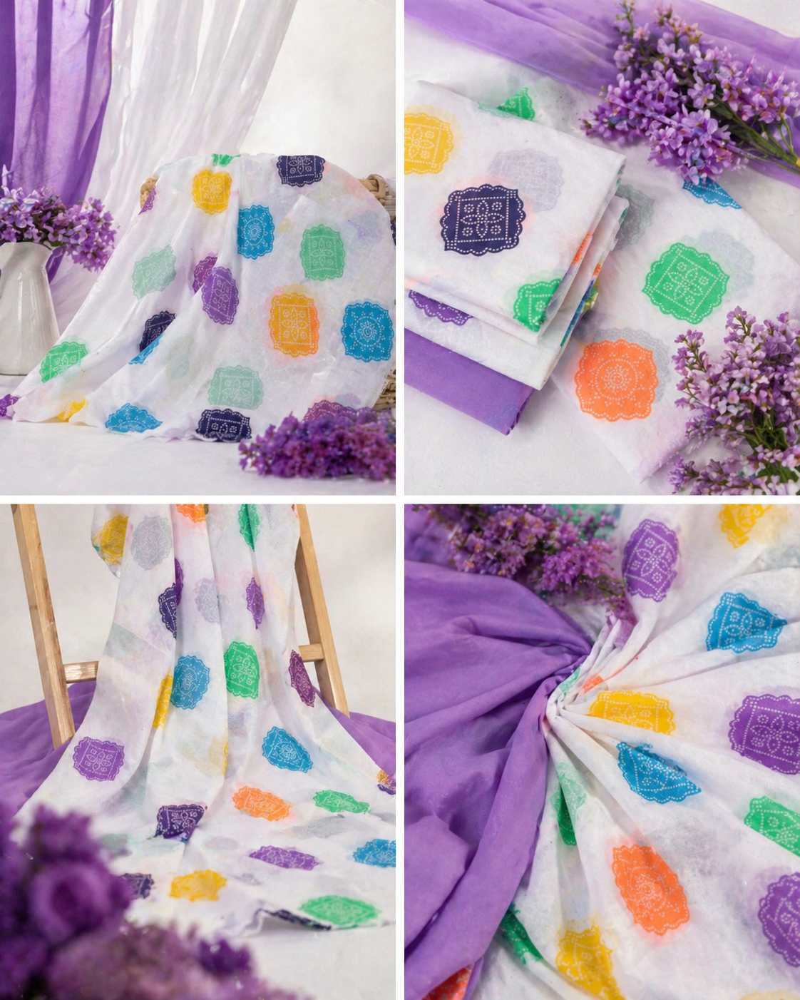 Multicolor Motif 2-Piece Lawn Suit