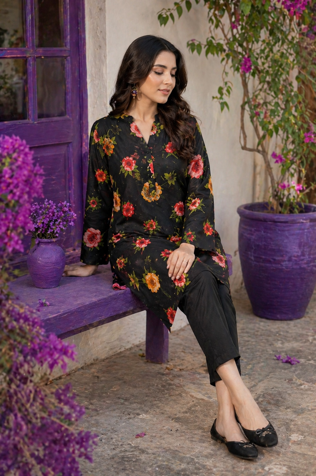 Midnight Bloom 2 Piece Printed Lawn Suit