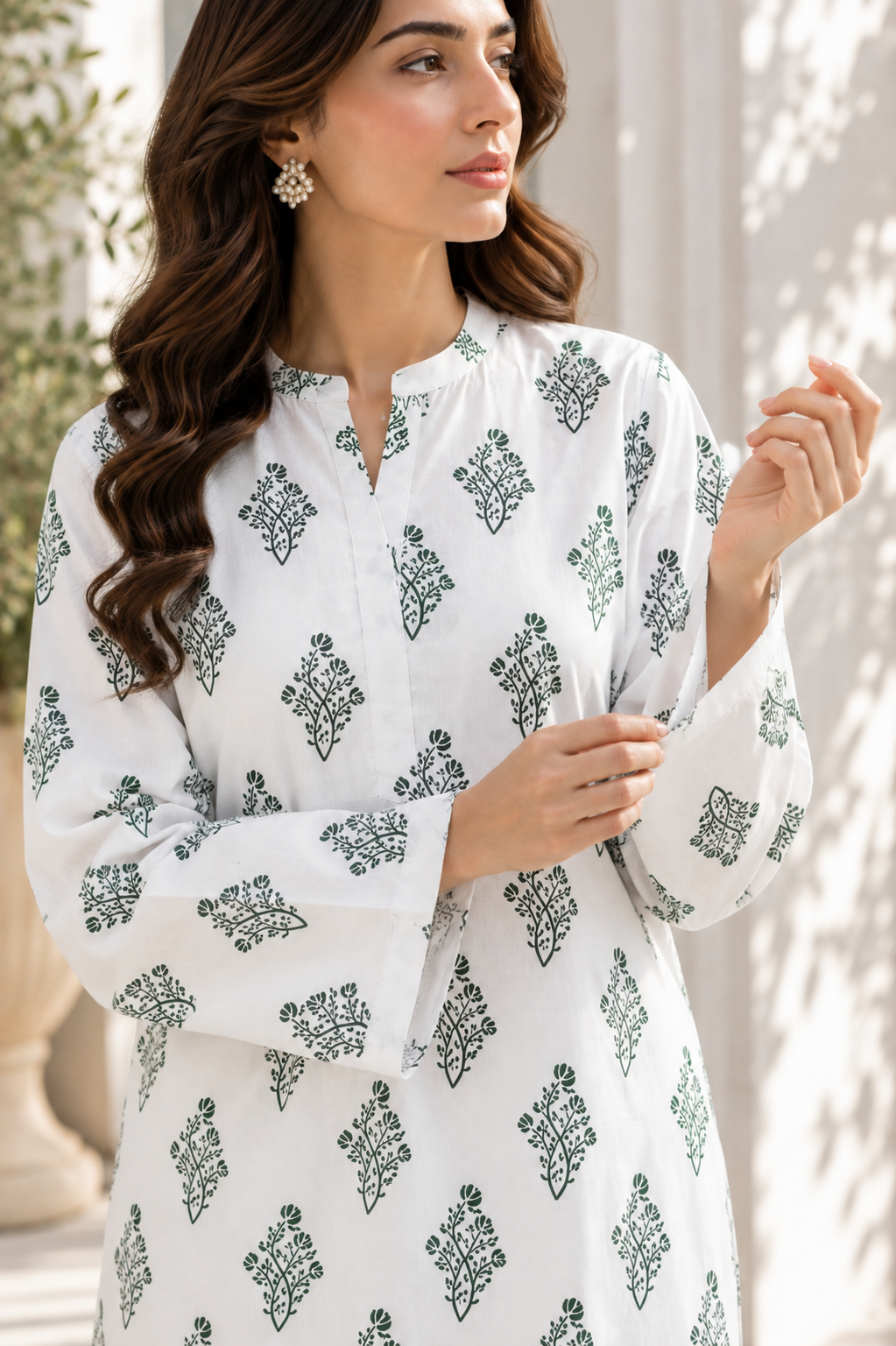 White Printed Unstitched 2 Piece Lawn Suit