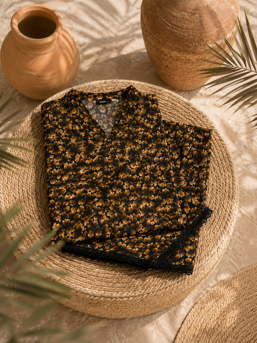 Black & Golden Stone Linen Unstitched 2-Piece Suit
