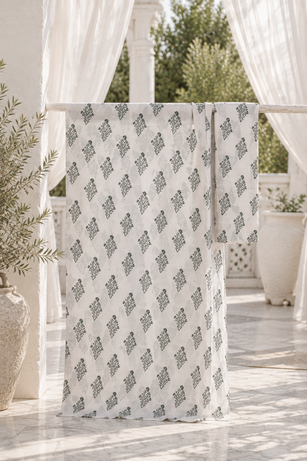 White Printed Unstitched 2 Piece Lawn Suit