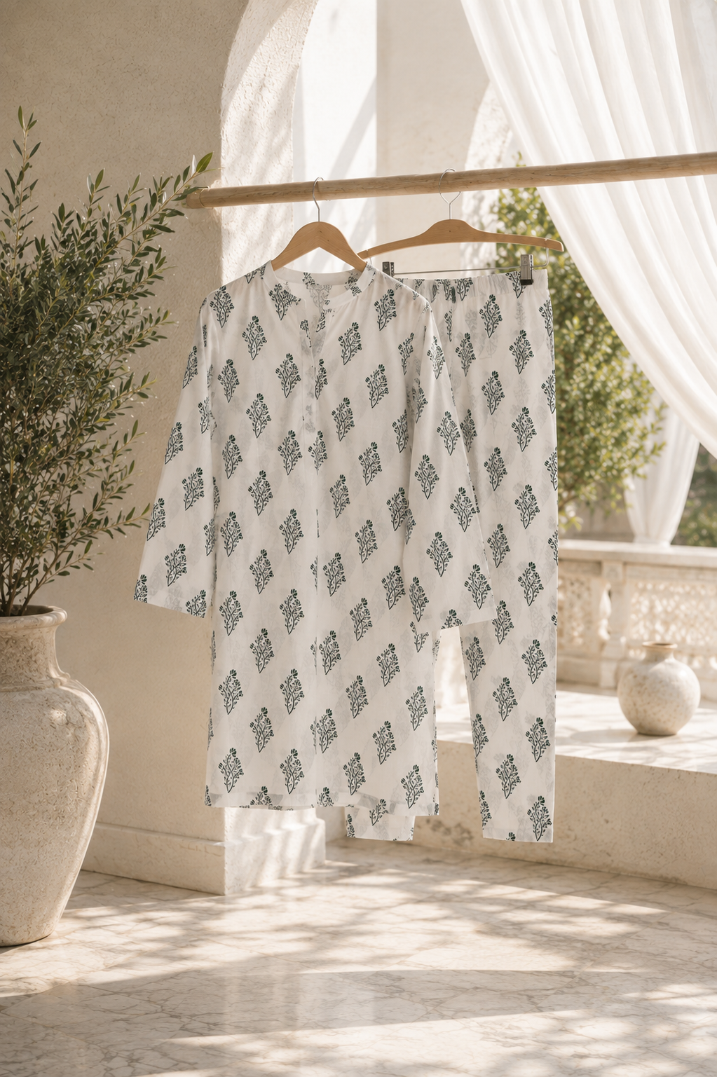 White Printed Unstitched 2 Piece Lawn Suit