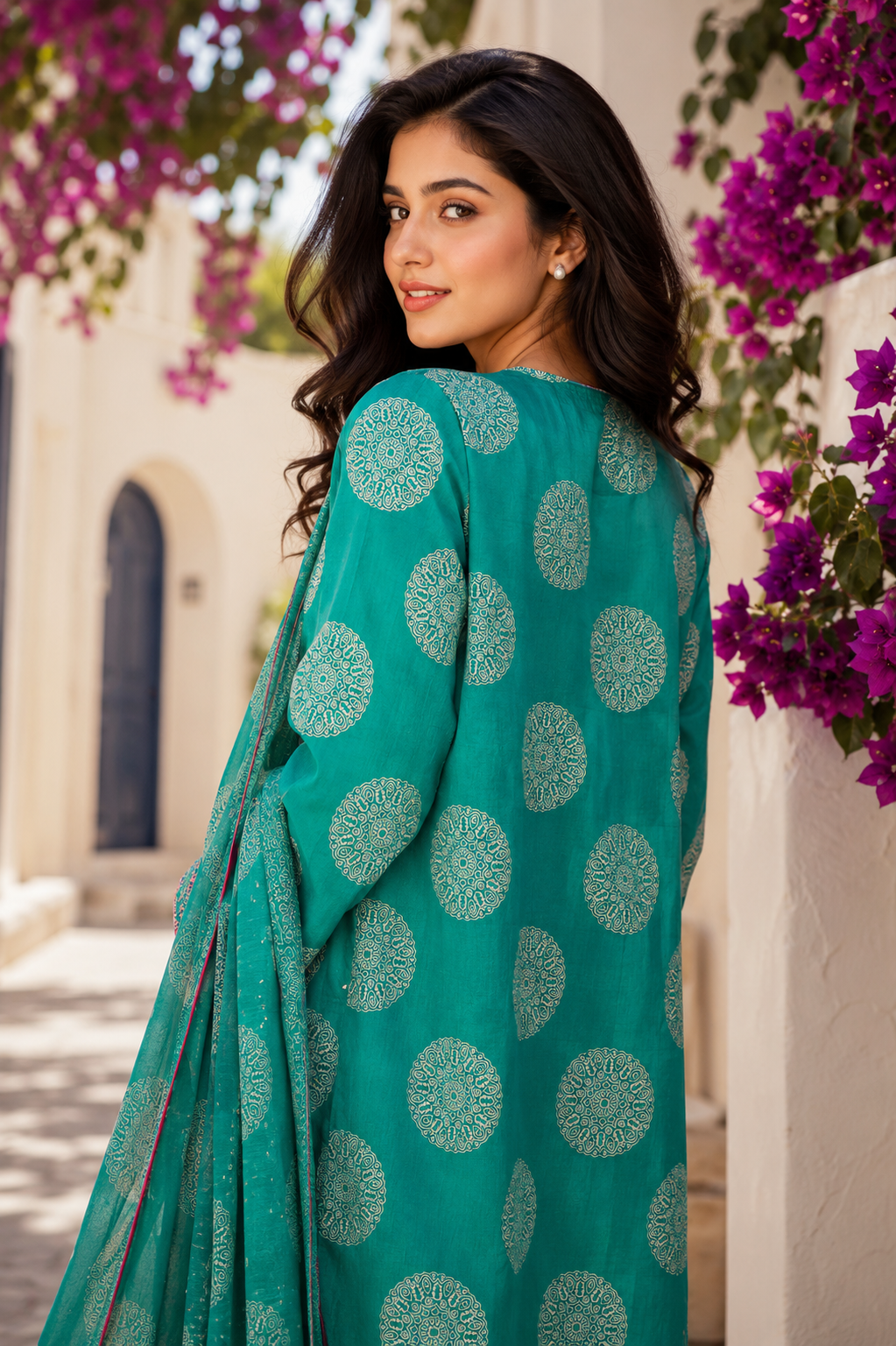 Teal Bloom Printed Lawn 2-Piece Unstitched Suit