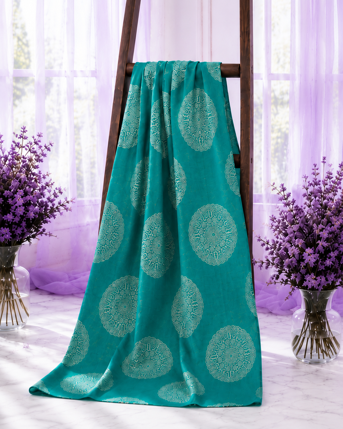 Teal Bloom Printed Lawn 2-Piece Unstitched Suit