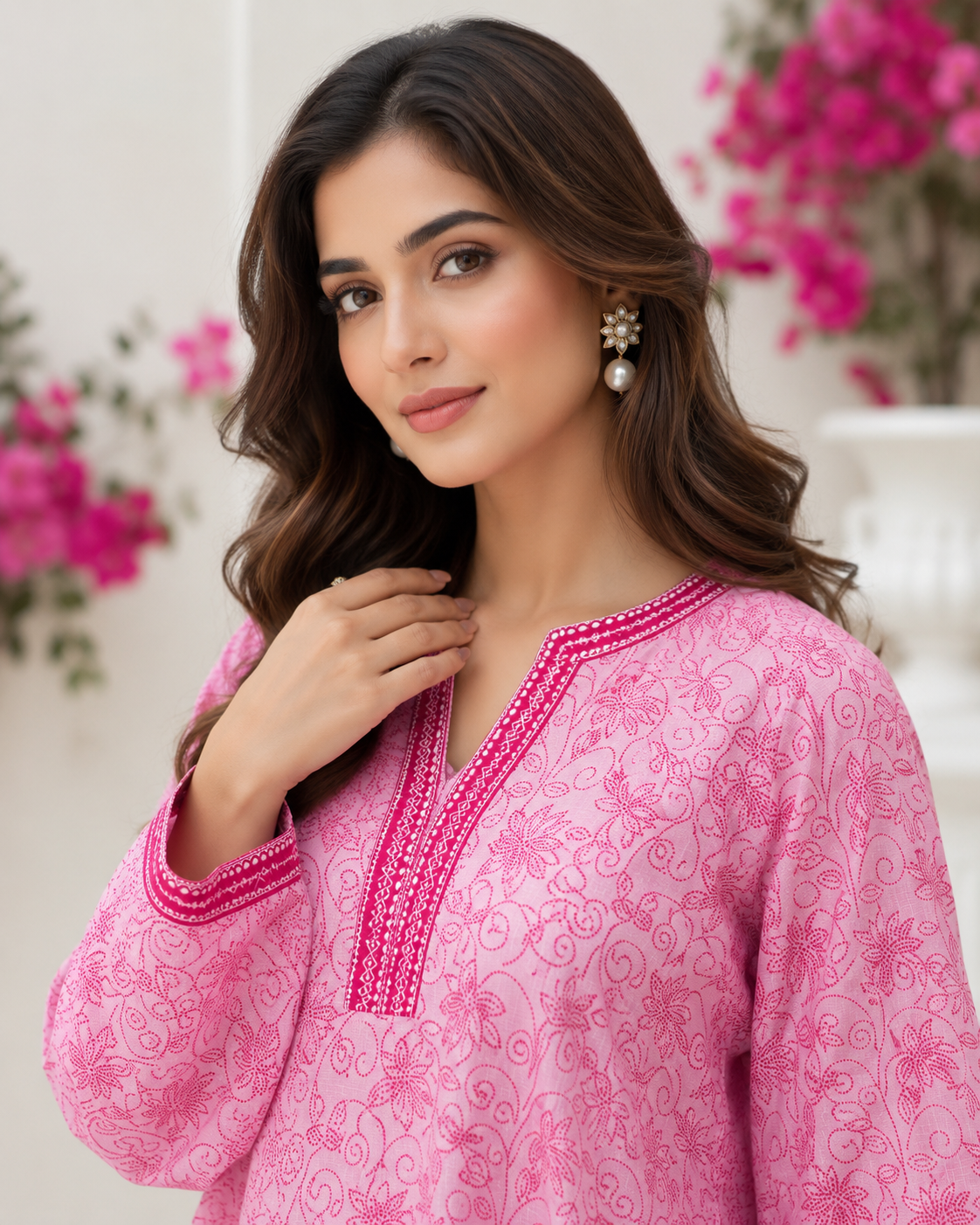 3 Piece Pink Printed Lawn Suit – Unstitch Summer Collection
