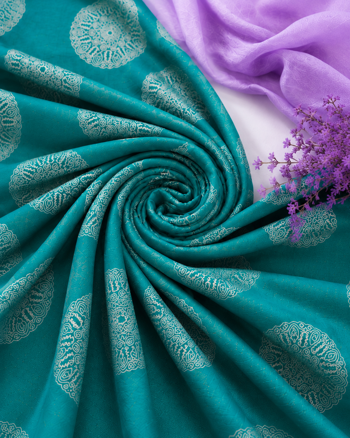 Teal Bloom Printed Lawn 2-Piece Unstitched Suit
