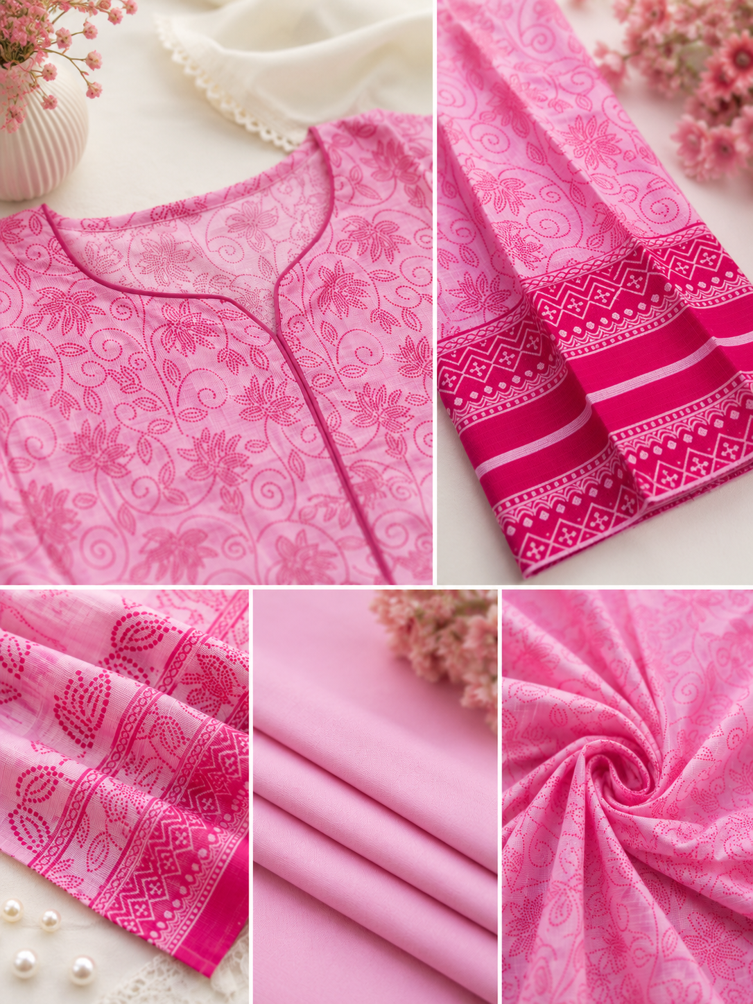 3 Piece Pink Printed Lawn Suit – Unstitch Summer Collection