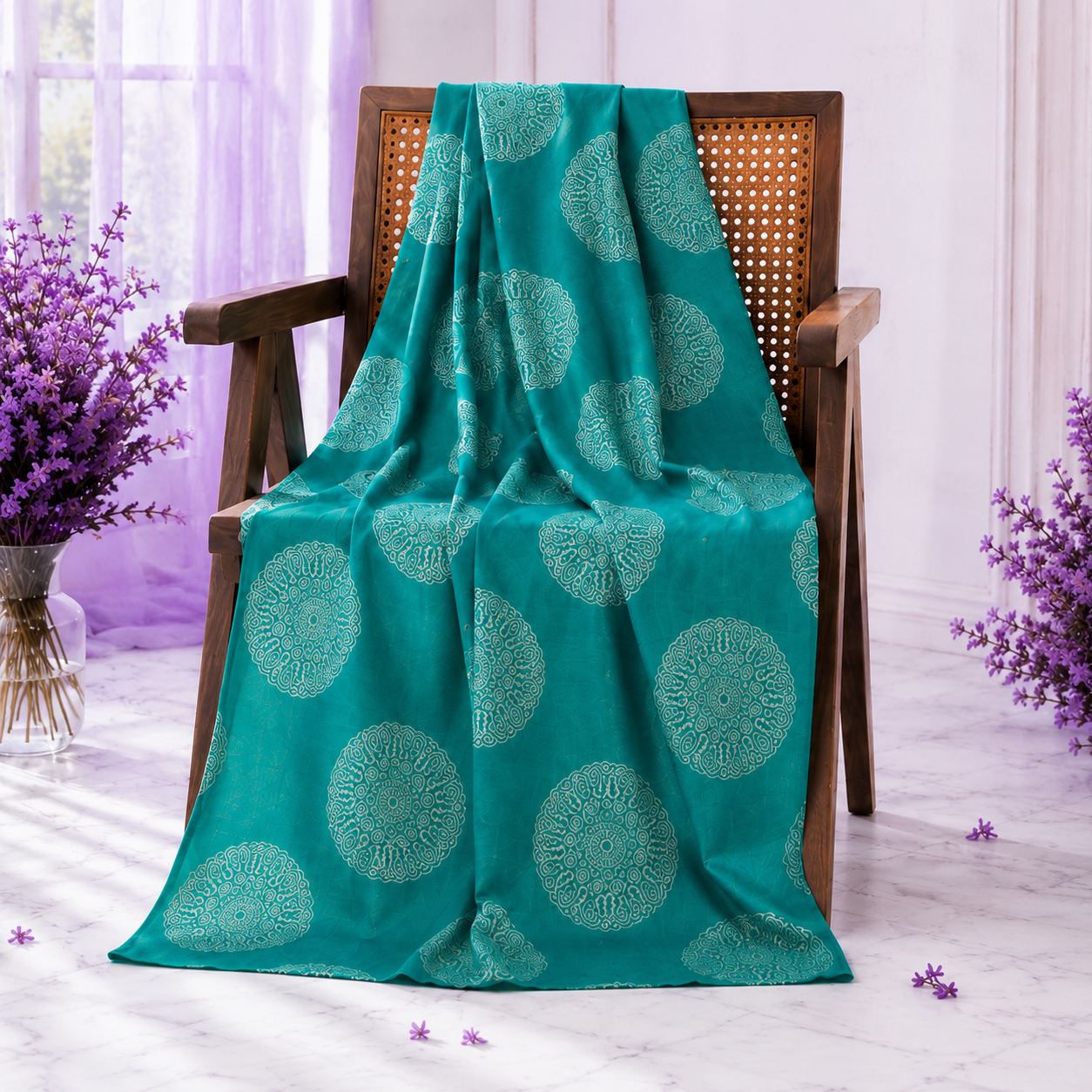 Teal Bloom Printed Lawn 2-Piece Unstitched Suit