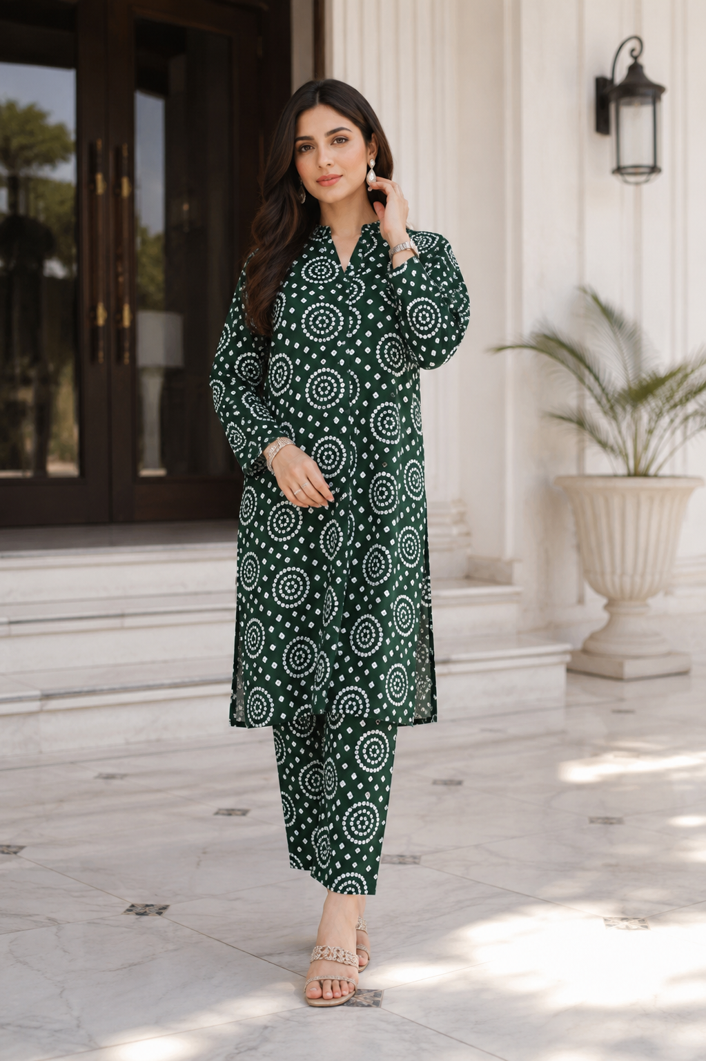 Dark Green-Unstitched 2 Piece Printed Lawn Suit