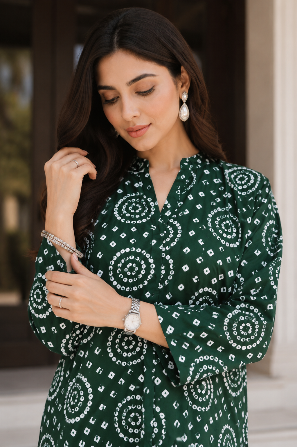 Dark Green-Unstitched 2 Piece Printed Lawn Suit
