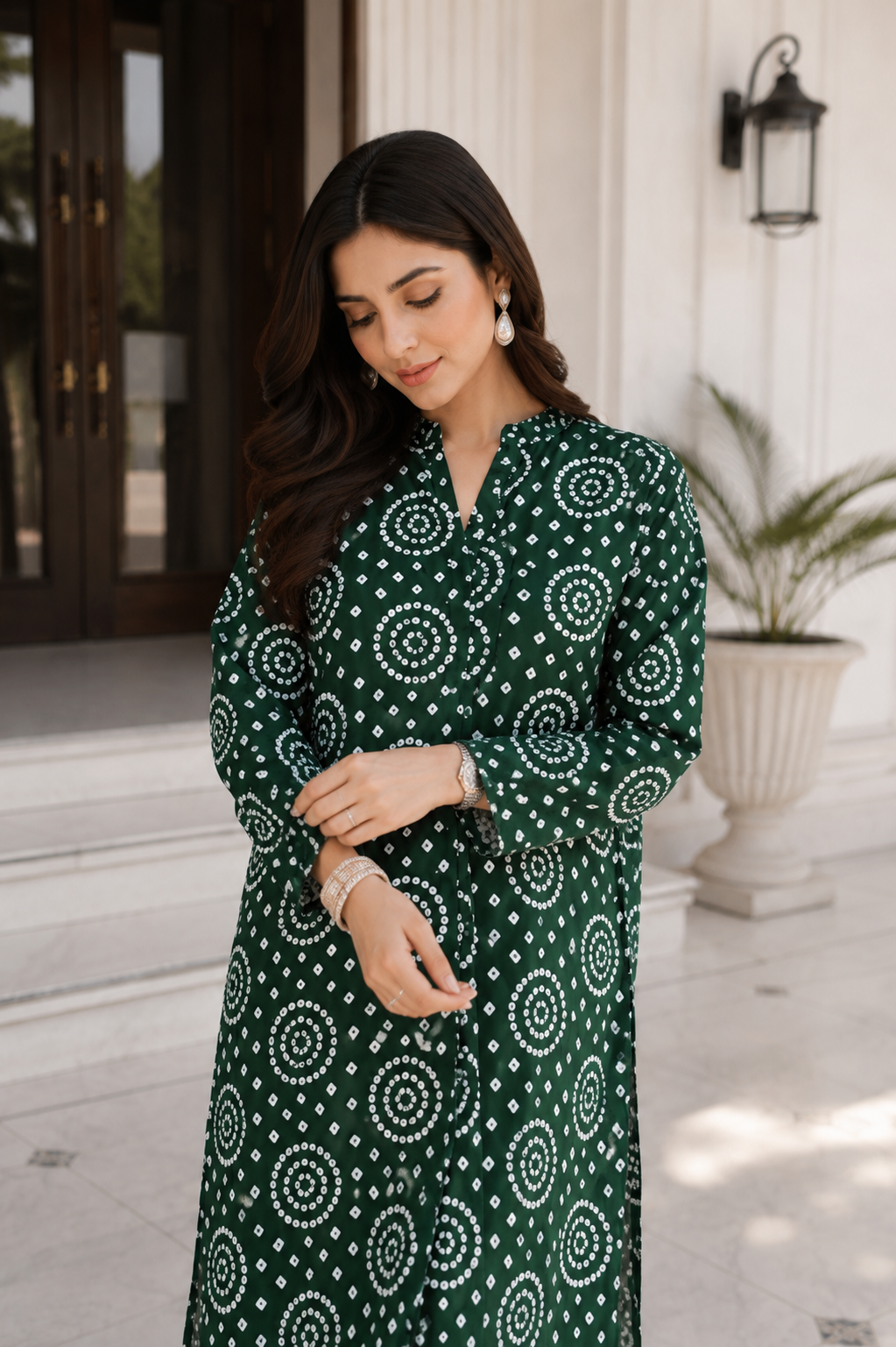 Dark Green-Unstitched 2 Piece Printed Lawn Suit