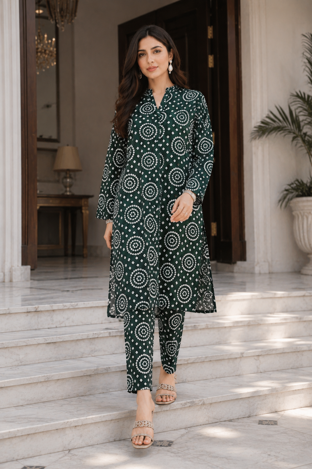 Dark Green-Unstitched 2 Piece Printed Lawn Suit