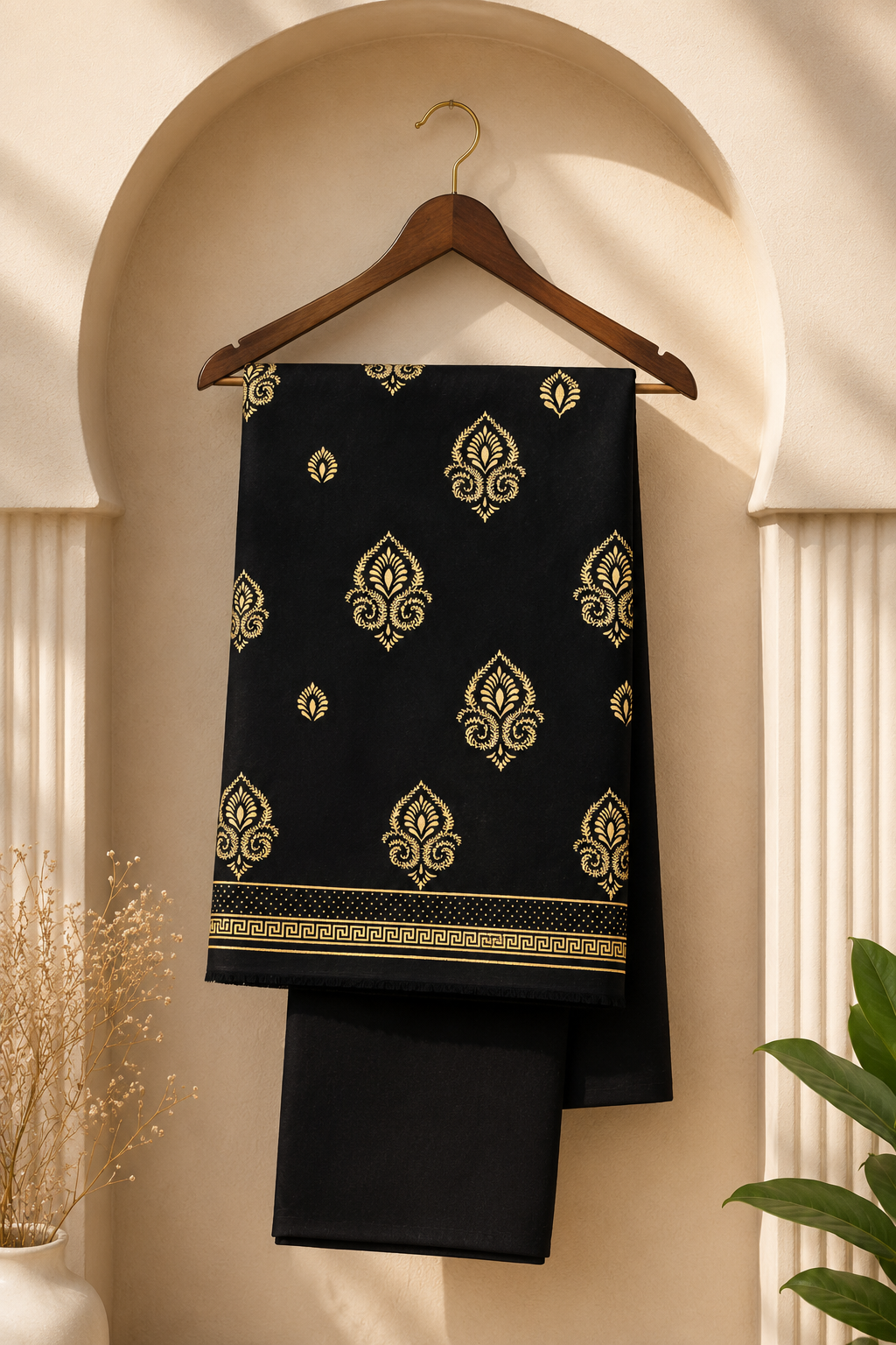 Black & Gold Printed 2-Piece Lawn Suit