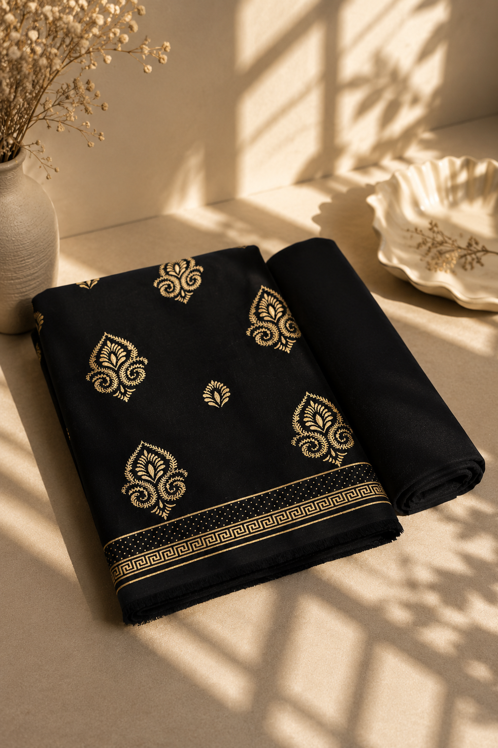 Black & Gold Printed 2-Piece Lawn Suit