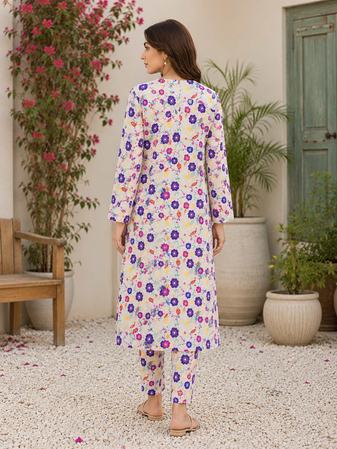 Floral Printed 2-Piece Lawn Suit