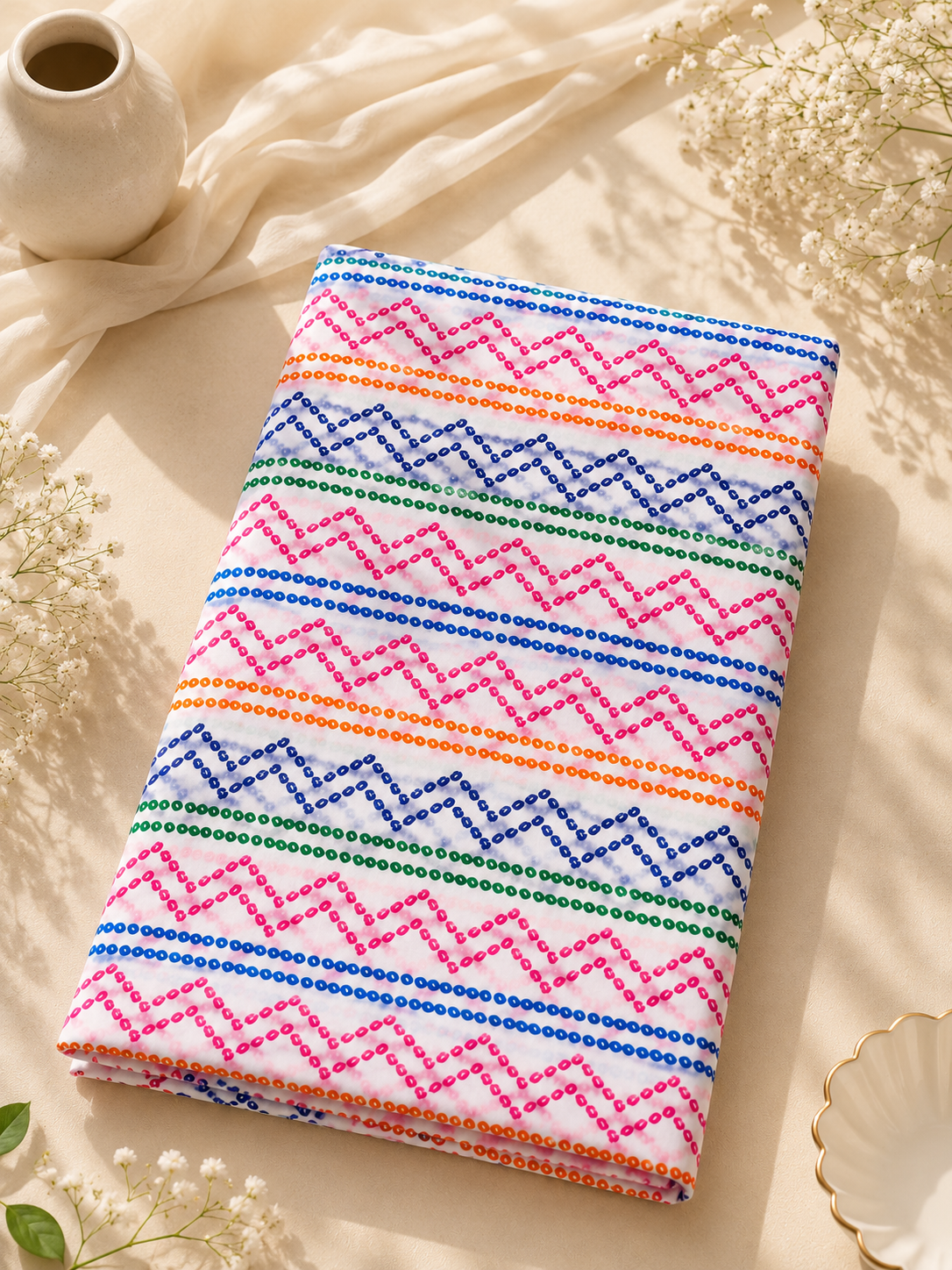 Rainbow Chevron Printed 2-Piece Lawn Suit