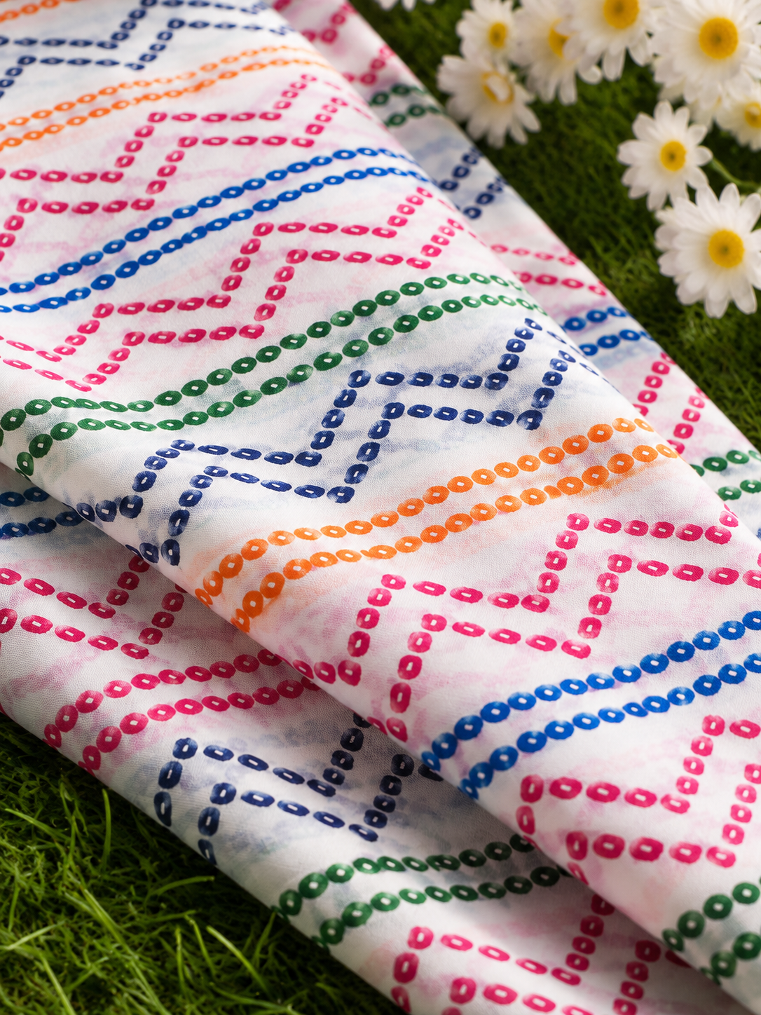 Rainbow Chevron Printed 2-Piece Lawn Suit