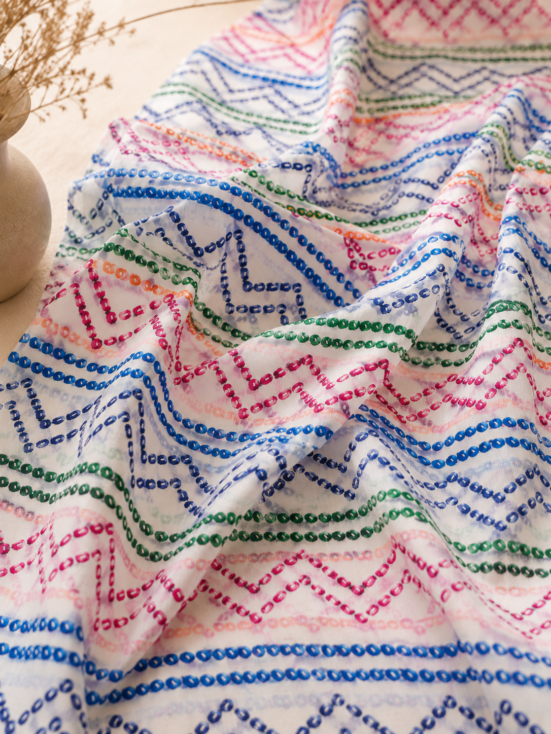 Rainbow Chevron Printed 2-Piece Lawn Suit