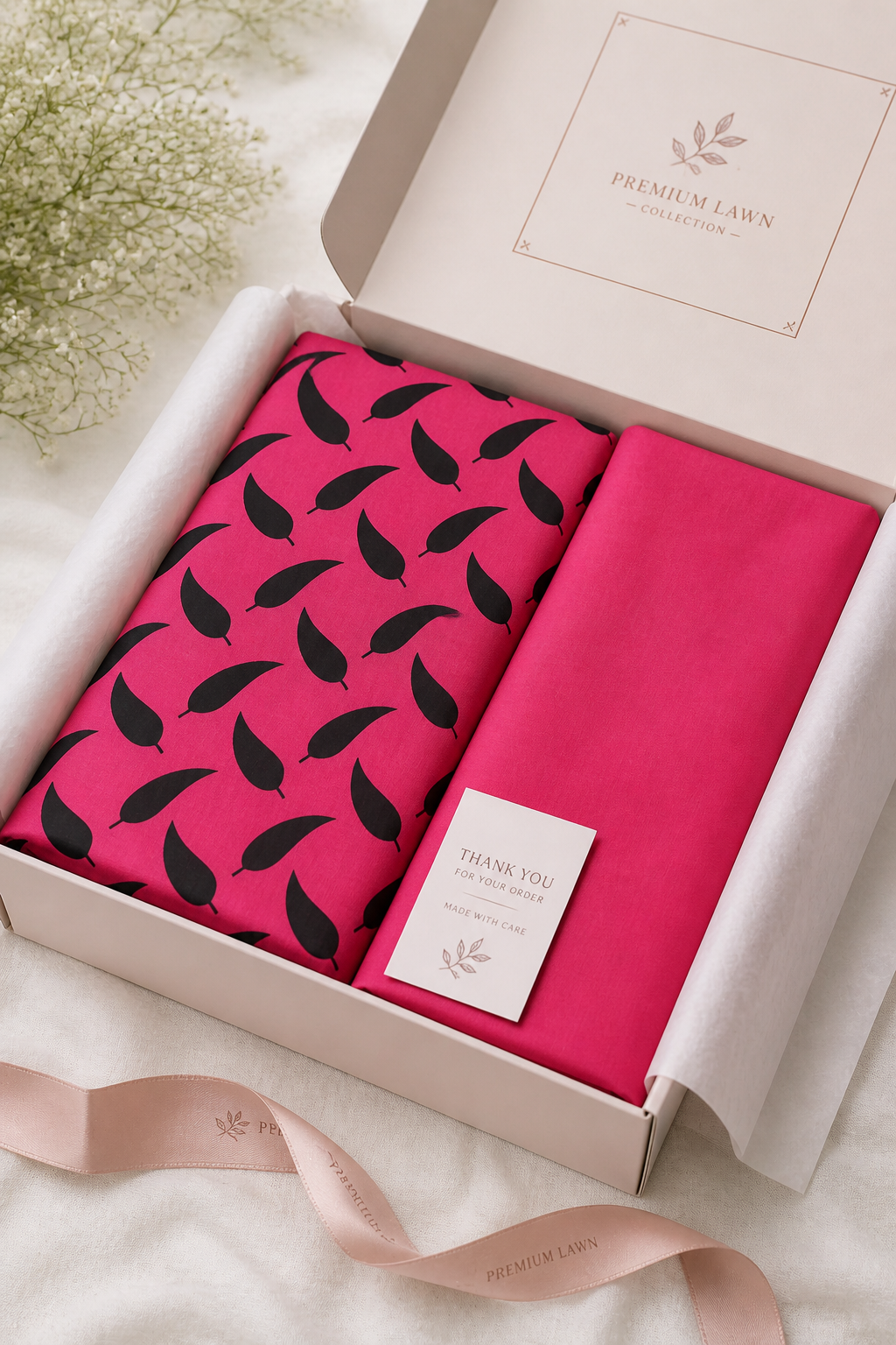 Pink Leaf Printed 2-Piece Lawn