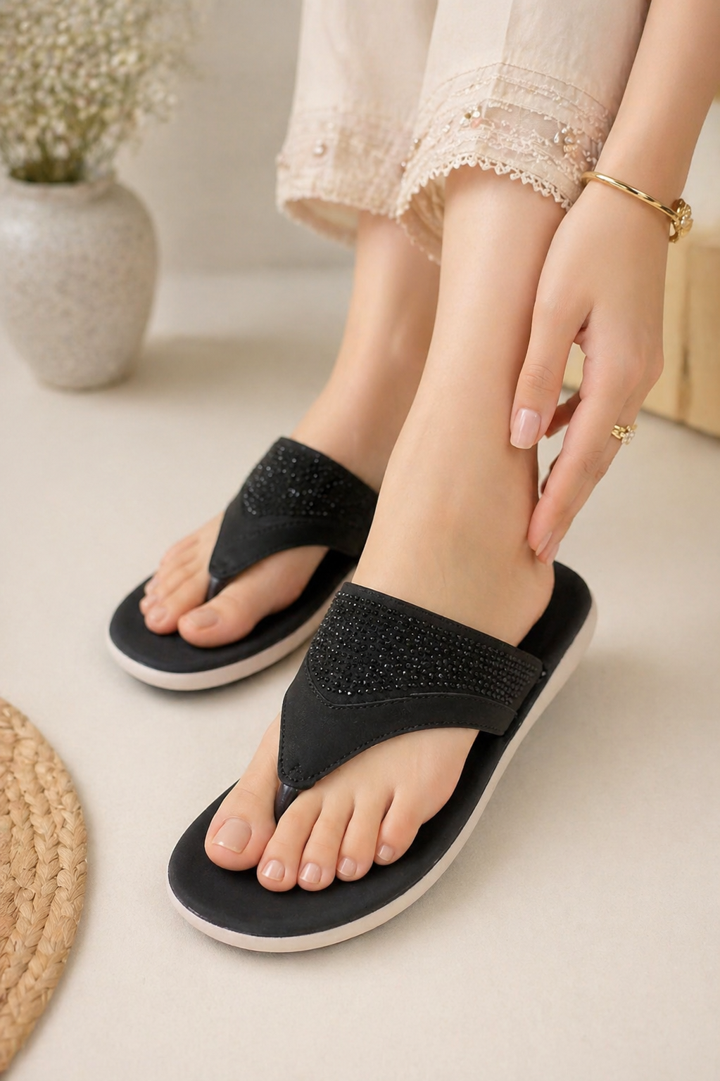 Rhinestone Comfort Flip Flops