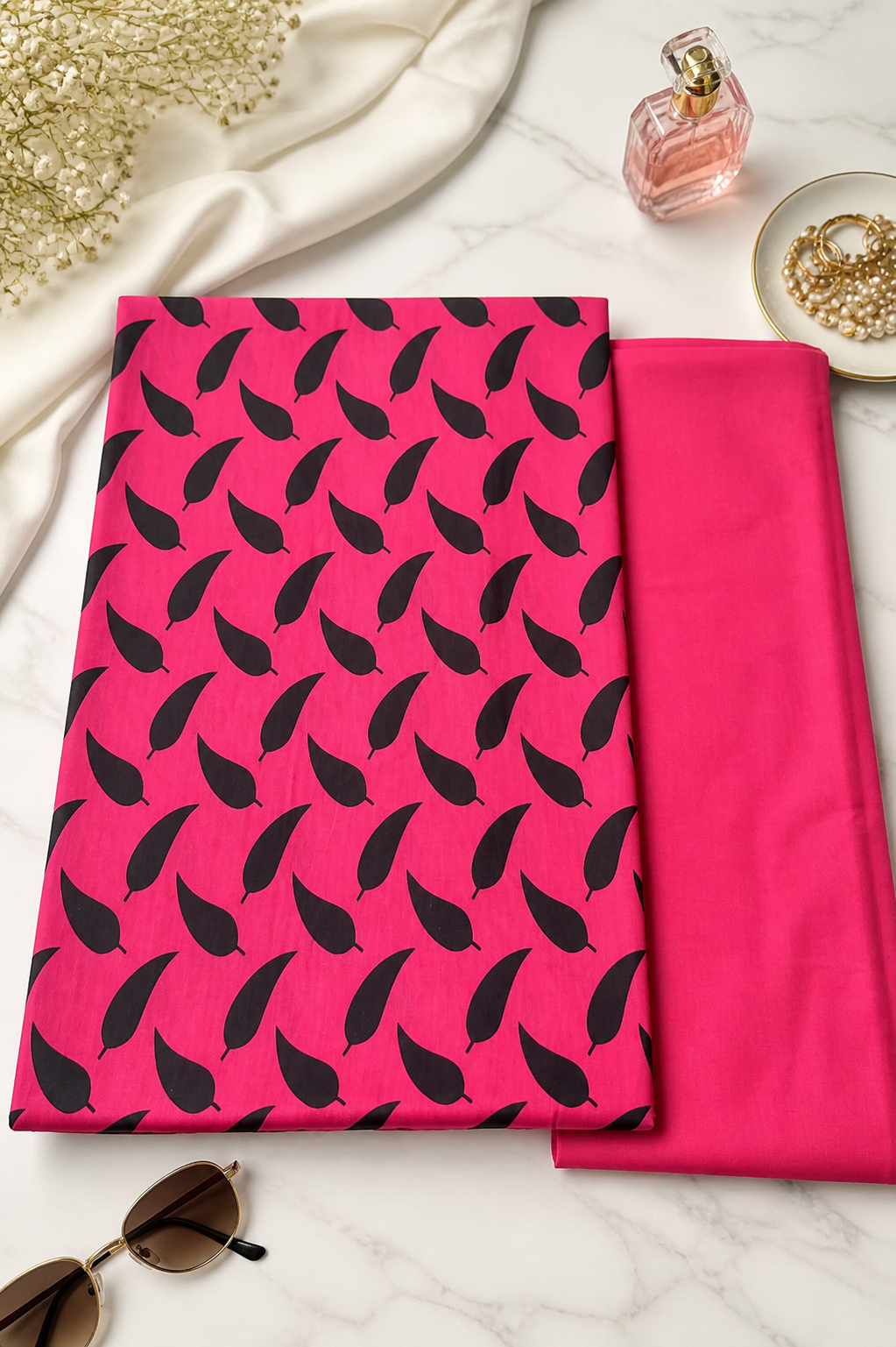 Pink Leaf Printed 2-Piece Lawn
