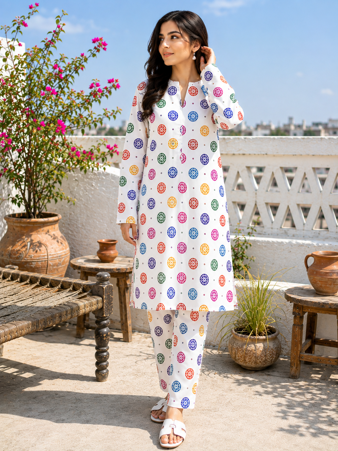 Multicolor Unstich Printed 2-Piece Lawn Suit