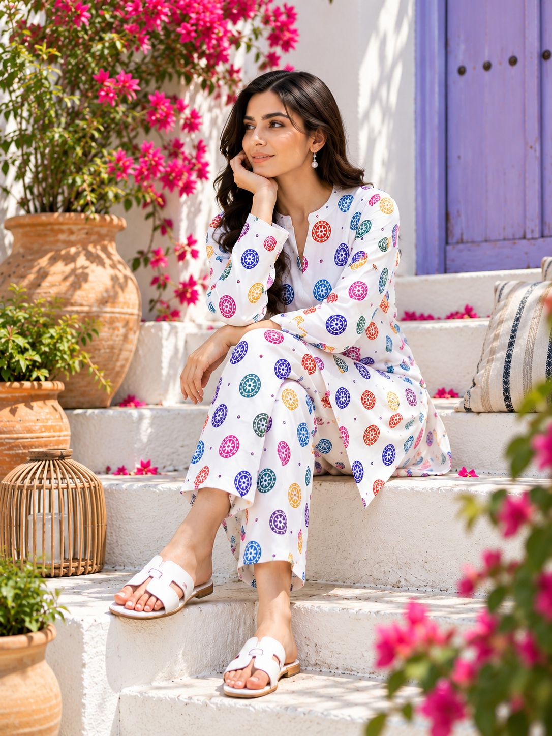 Multicolor Unstich Printed 2-Piece Lawn Suit