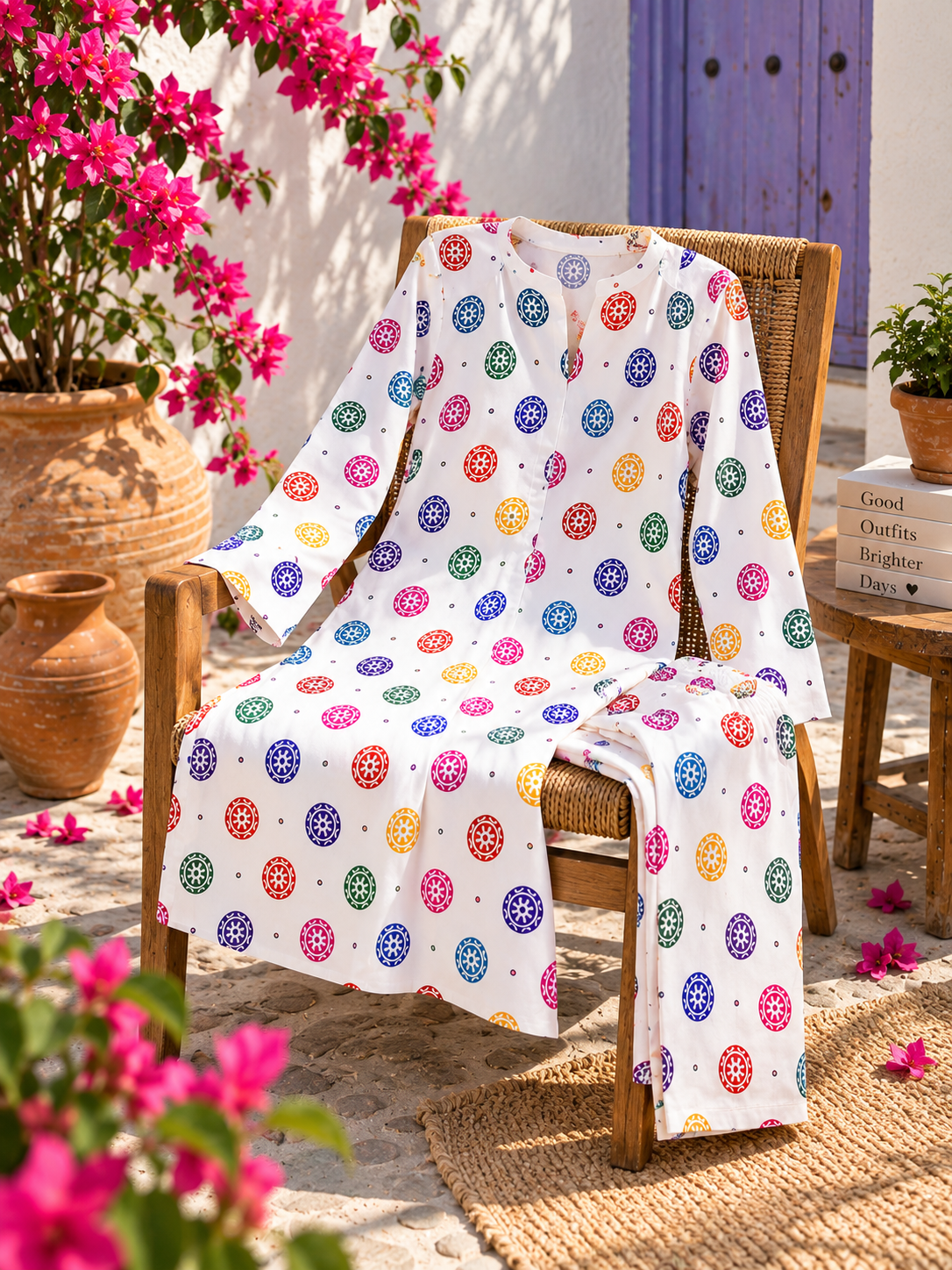 Multicolor Unstich Printed 2-Piece Lawn Suit