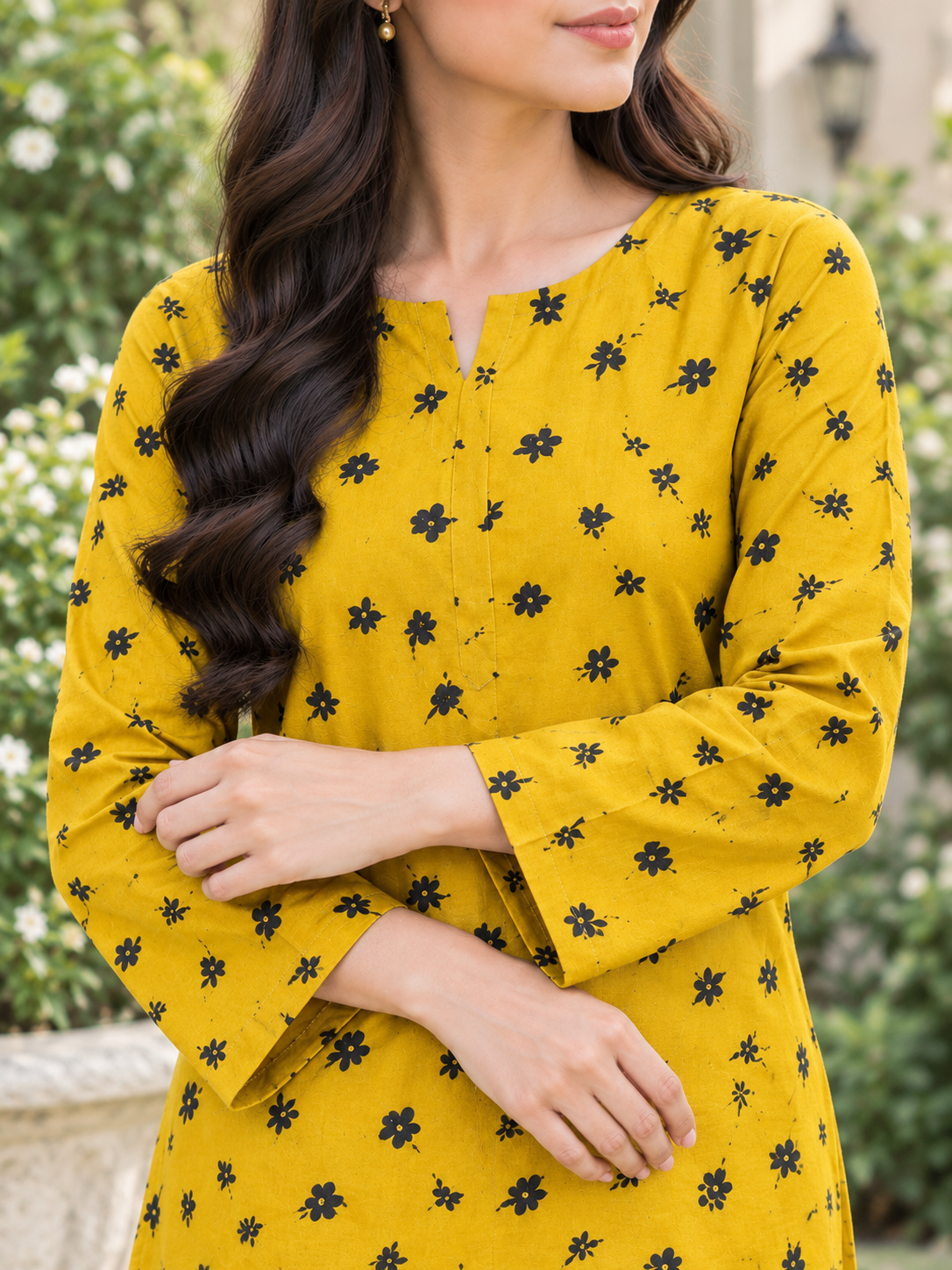 Mustard Bloom – Unstitched 2-Piece Stone Linen Suit