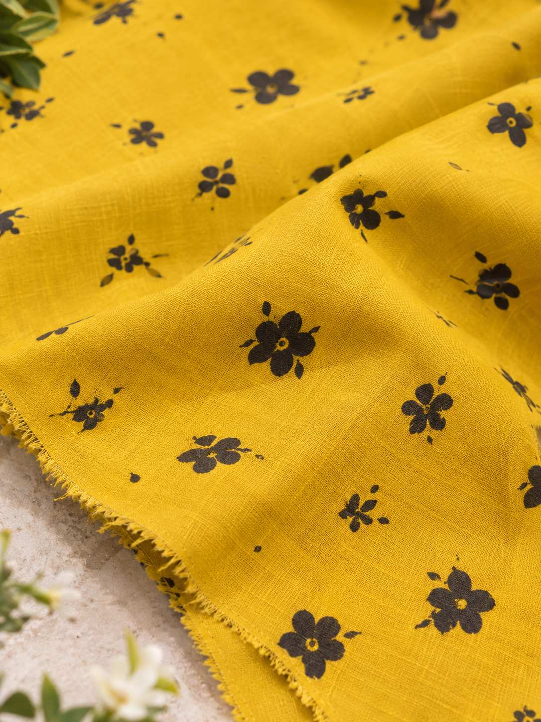 Mustard Bloom – Unstitched 2-Piece Stone Linen Suit