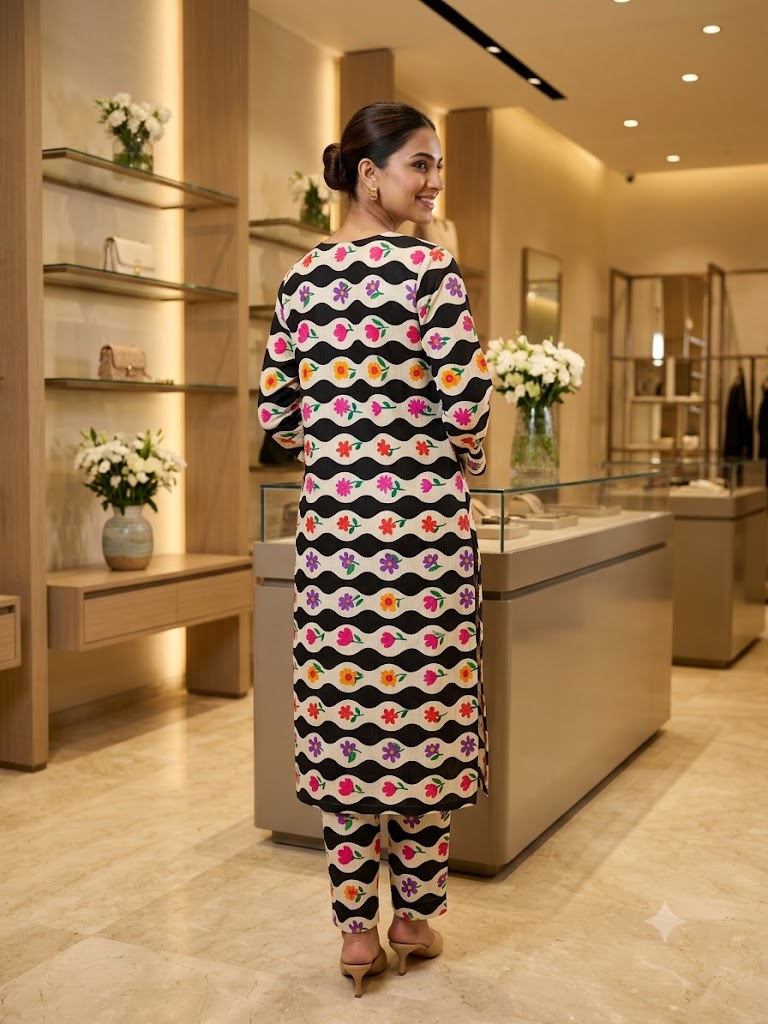 Elegant Floral Wave Printed 2-Piece Unstitch Lawn Suit – Premium Summer Collection