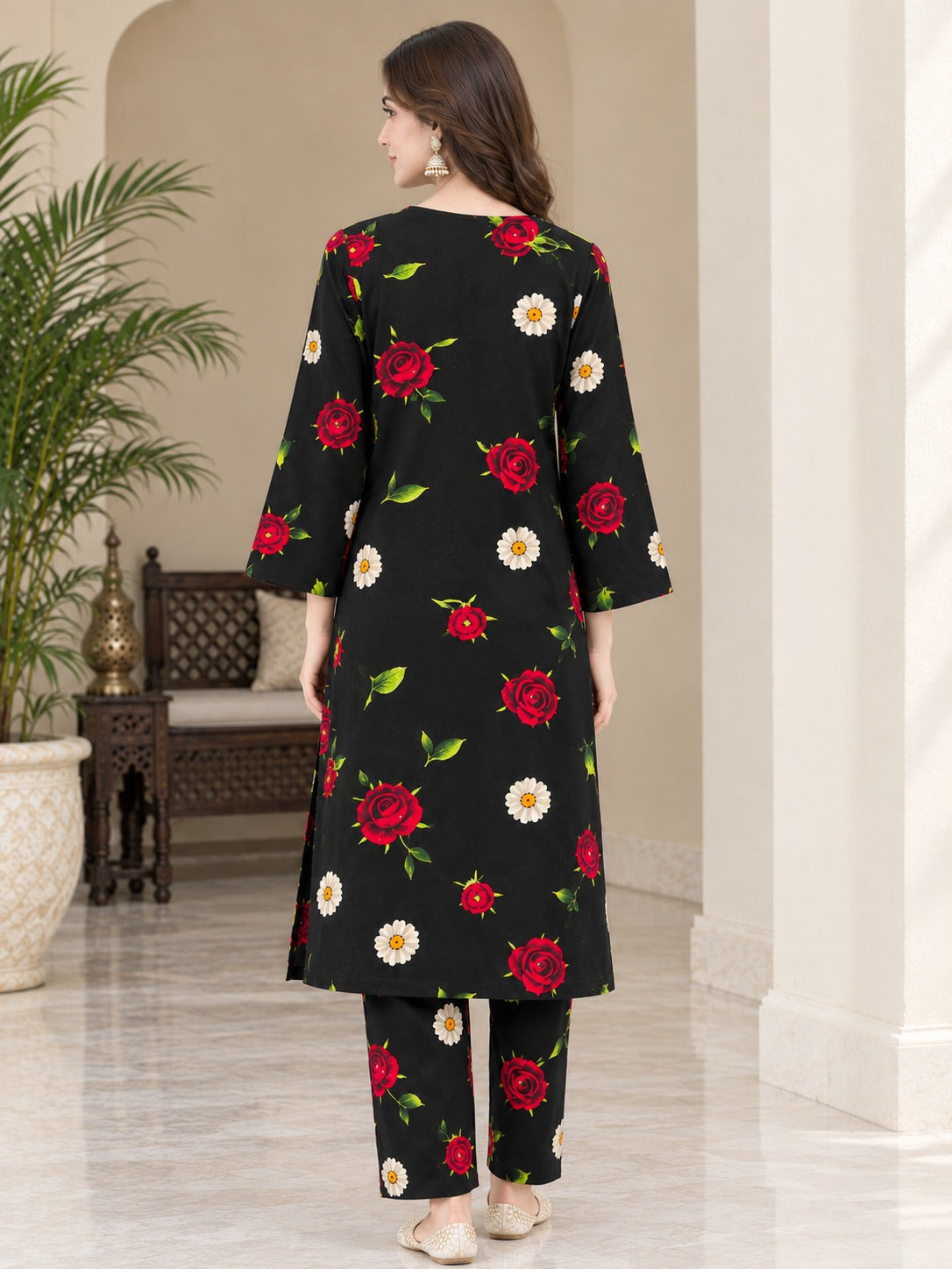 Floral Unstich  Stone Linen 2 Piece Suit