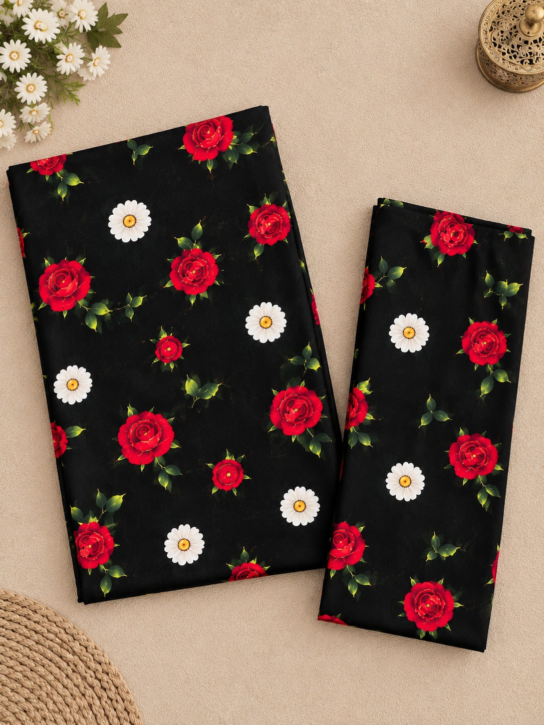 Floral Unstich  Stone Linen 2 Piece Suit